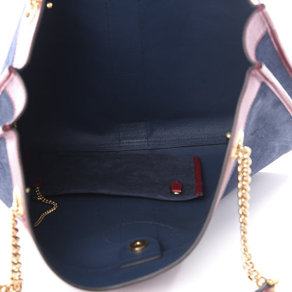 Gucci Suede Calfskin Large Rajah Chain Tote New Blue Romantic Cherry 5 of 11
