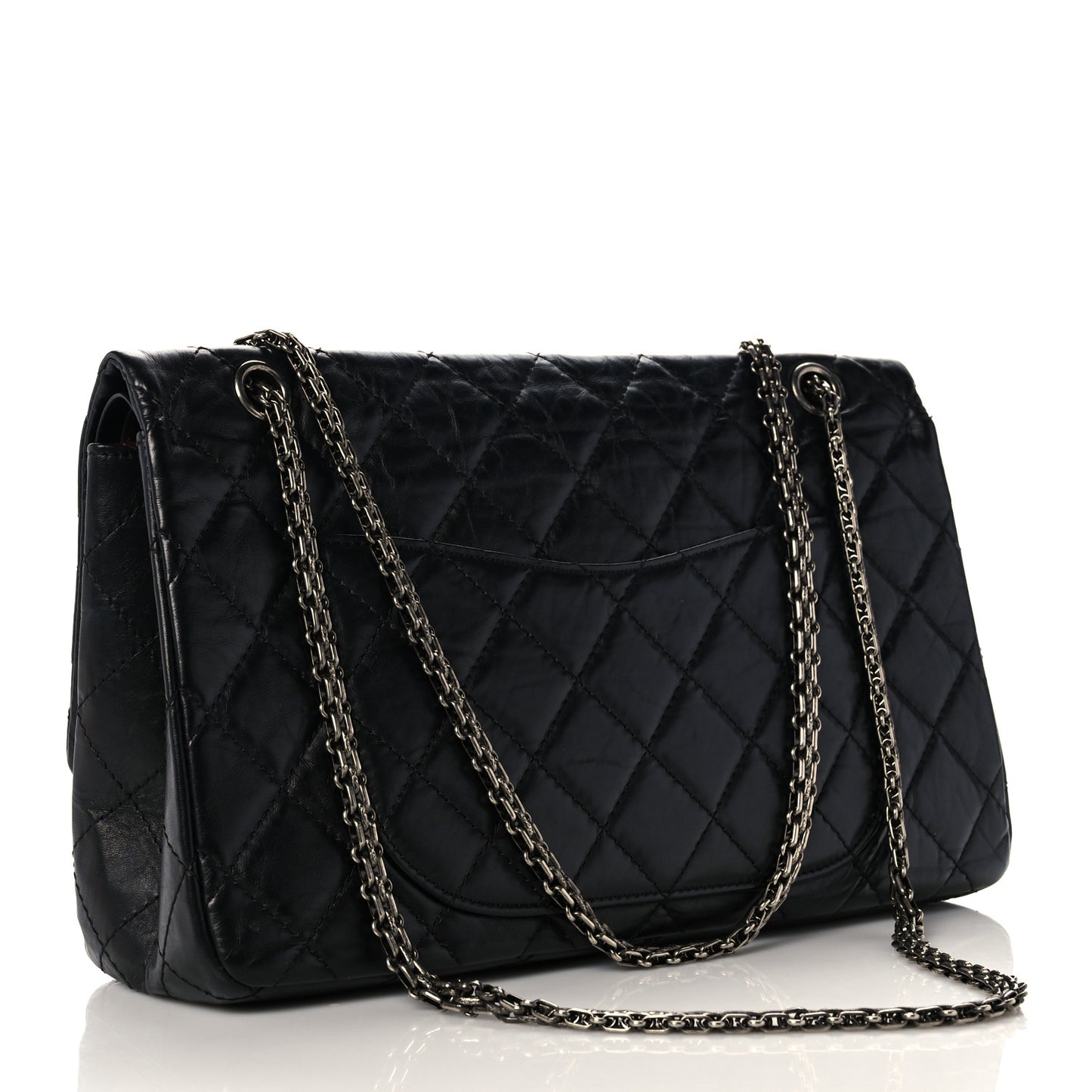 Aged Calfskin Quilted 2.55 Reissue 227 Flap Black