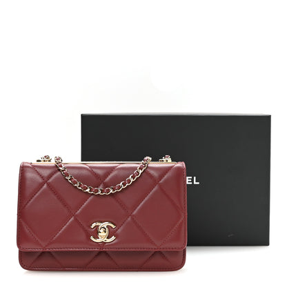 Chanel Lambskin Quilted Trendy CC Wallet On Chain WOC Burgundy 12 of 12