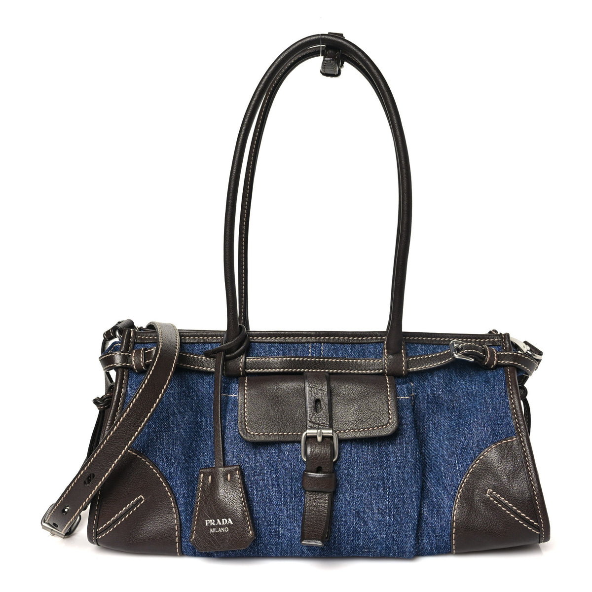 Denim Buffalo Triangle Medium Bonnie Shoulder Bag  Blue Caffe