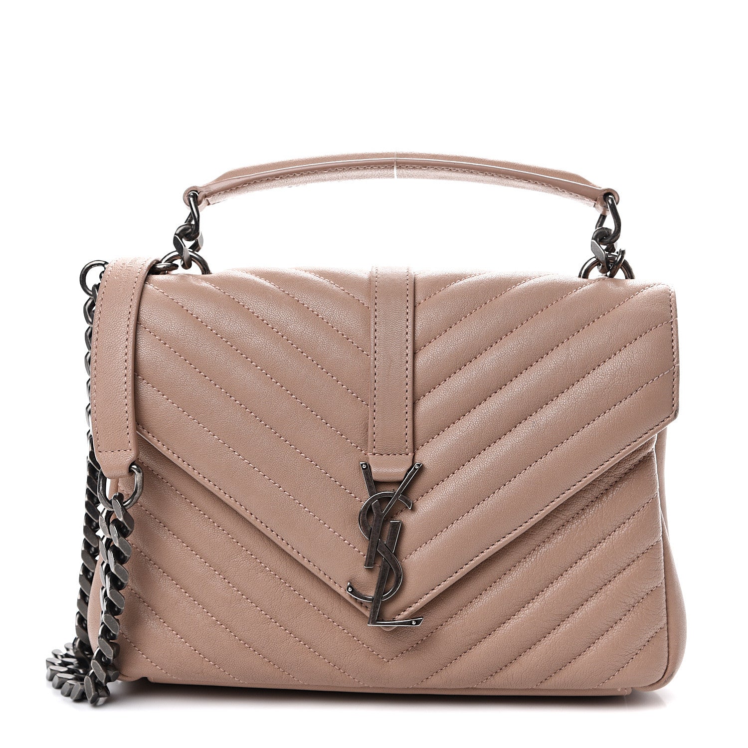 Saint Laurent Sheepskin Matelasse Chevron Monogram Medium College Bag Fard 1 of 14