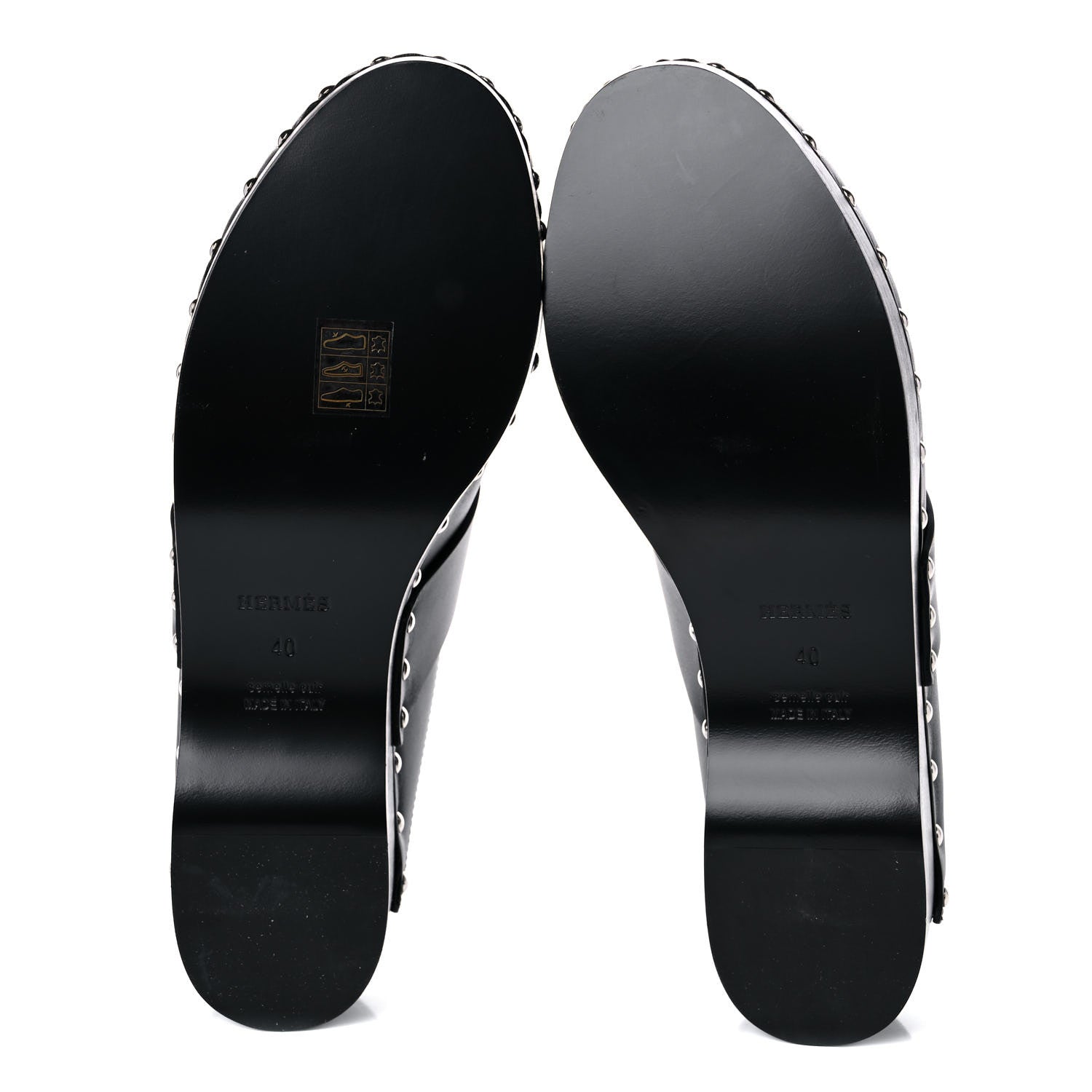 Hermes Calfskin Calya Mules 40 Black 6 of 10