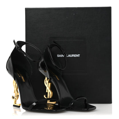 Saint Laurent Patent Calfskin Opyum 110 Sandals 38.5 Black Gold 12 of 12