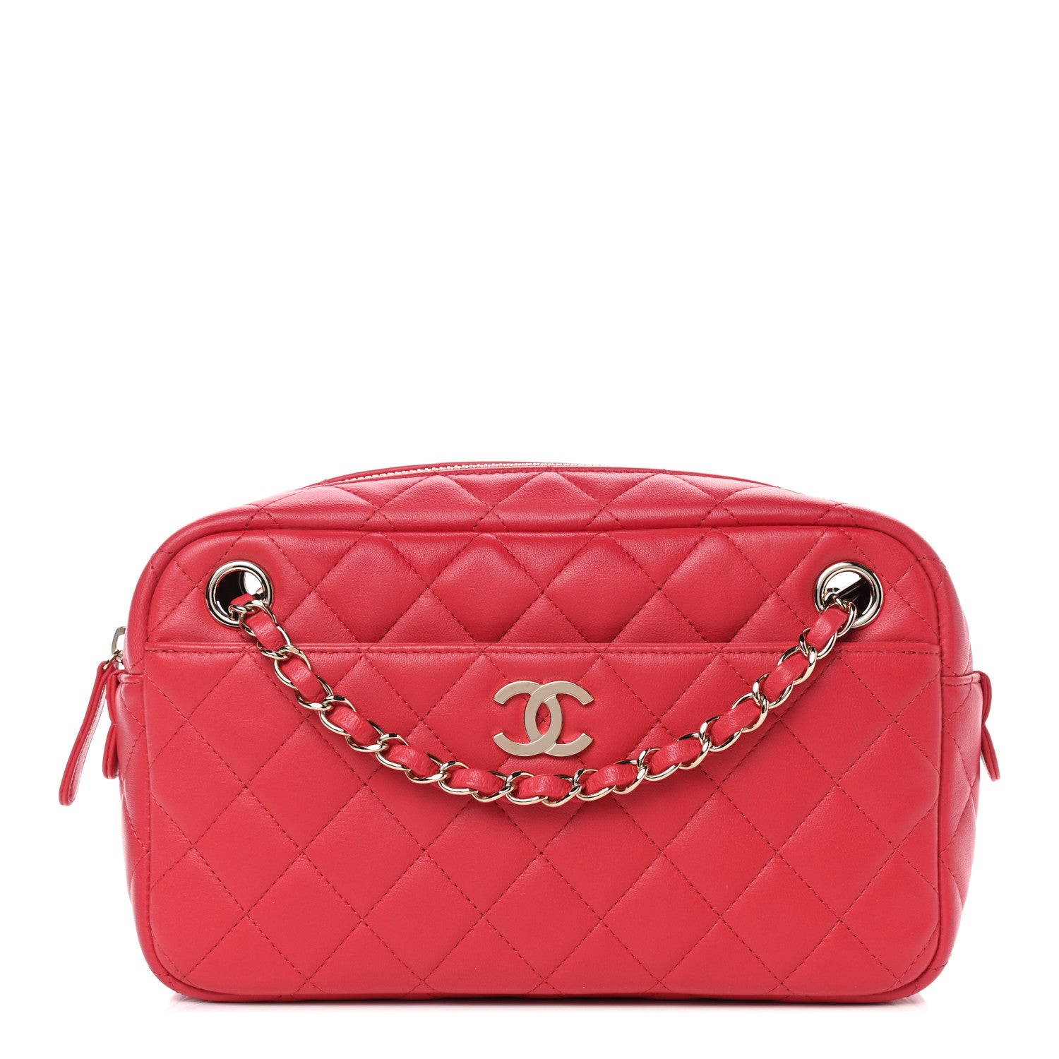 Chanel Lambskin Quilted Camera Case Dark Pink 1 of 9