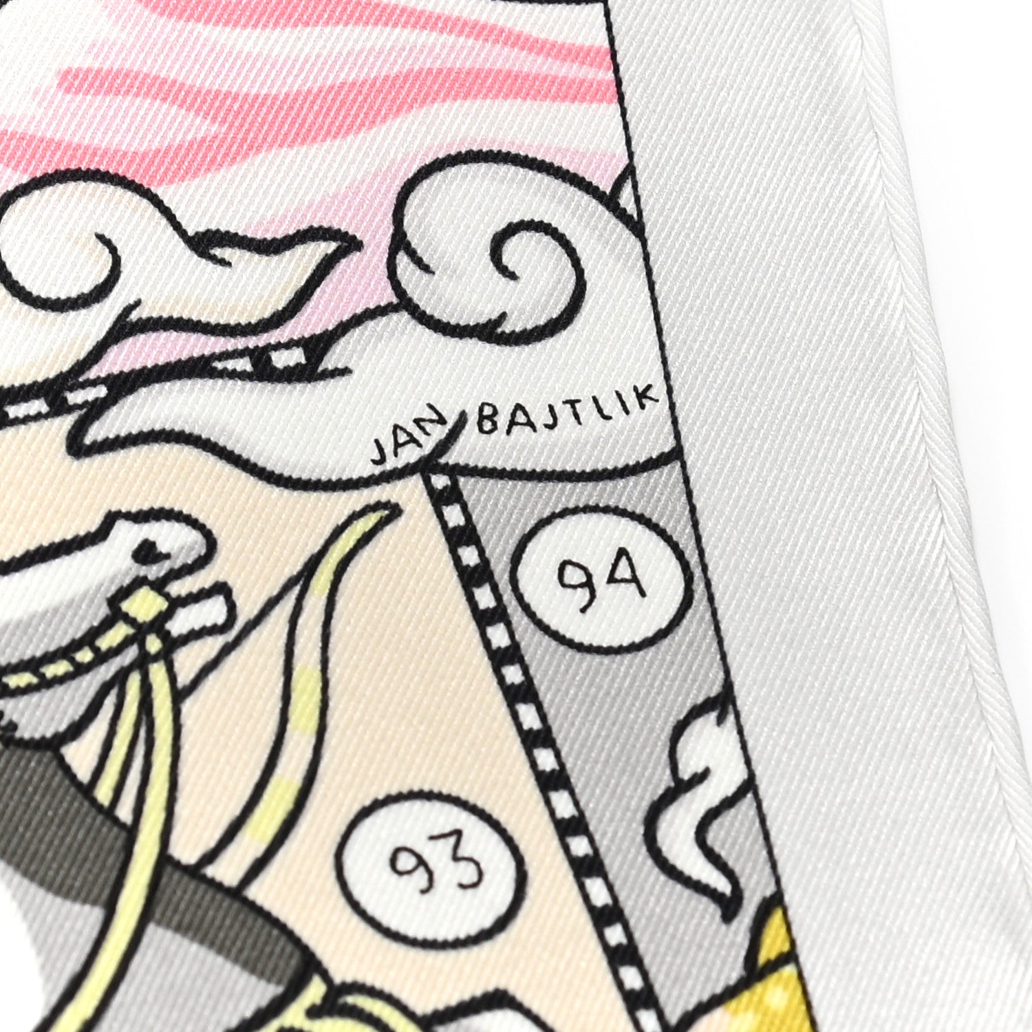 Hermes Silk L'Epopee D'Hermes Detail Scarf 70 Gris Jaune Rose 5 of 6