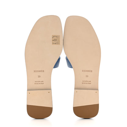Hermes Epsom Oran Sandals 39 Bleu Bleuet 6 of 11