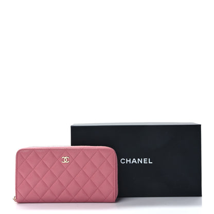 Chanel Caviar Quilted Large Gusset Zip Around Wallet Dark Pink 8 of 8