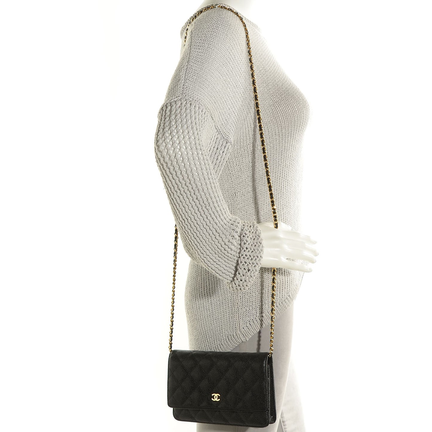 Caviar Quilted Wallet On Chain WOC Black