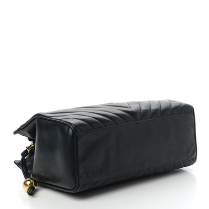 Chanel Lambskin Chevron Quilted Top Handle Bag Black 4 of 11
