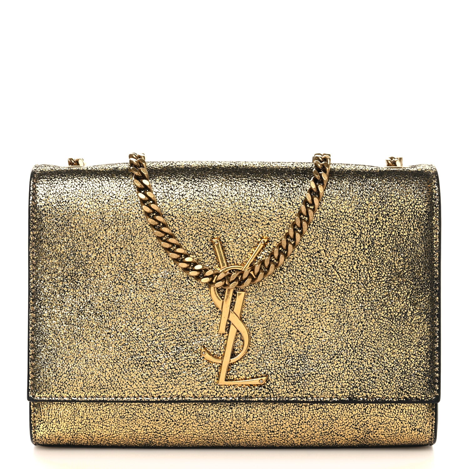 Saint Laurent Metallic Calfskin Small Classic Monogram Kate Tassel Satchel Gold 1 of 10
