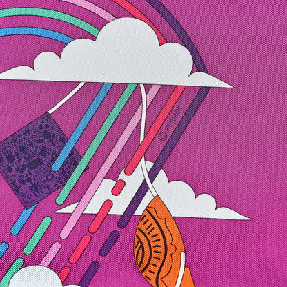 Hermes Silk La Maizeon des Carres Scarf 90 Fuchsia Blanc Multicolore 5 of 5