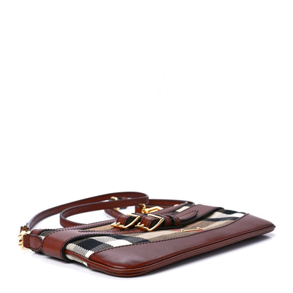 Burberry House Check Bridle Calfskin Peyton Crossbody Dark Tan 4 of 12