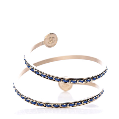 Chanel Lambskin Pearl Twist CC Bangle M Gold Blue 3 of 5