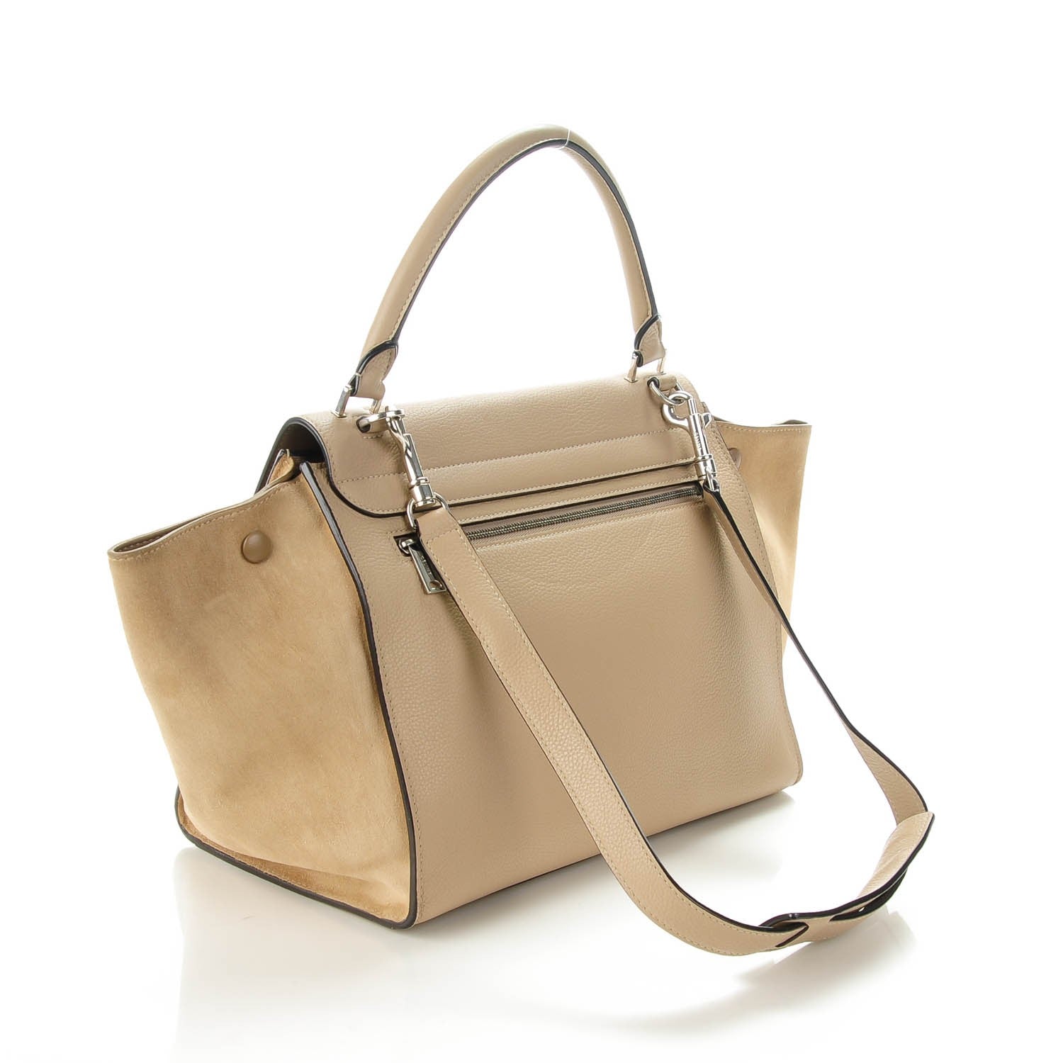 Celine Drummed Calfskin Suede Medium Trapeze Dune 3 of 6
