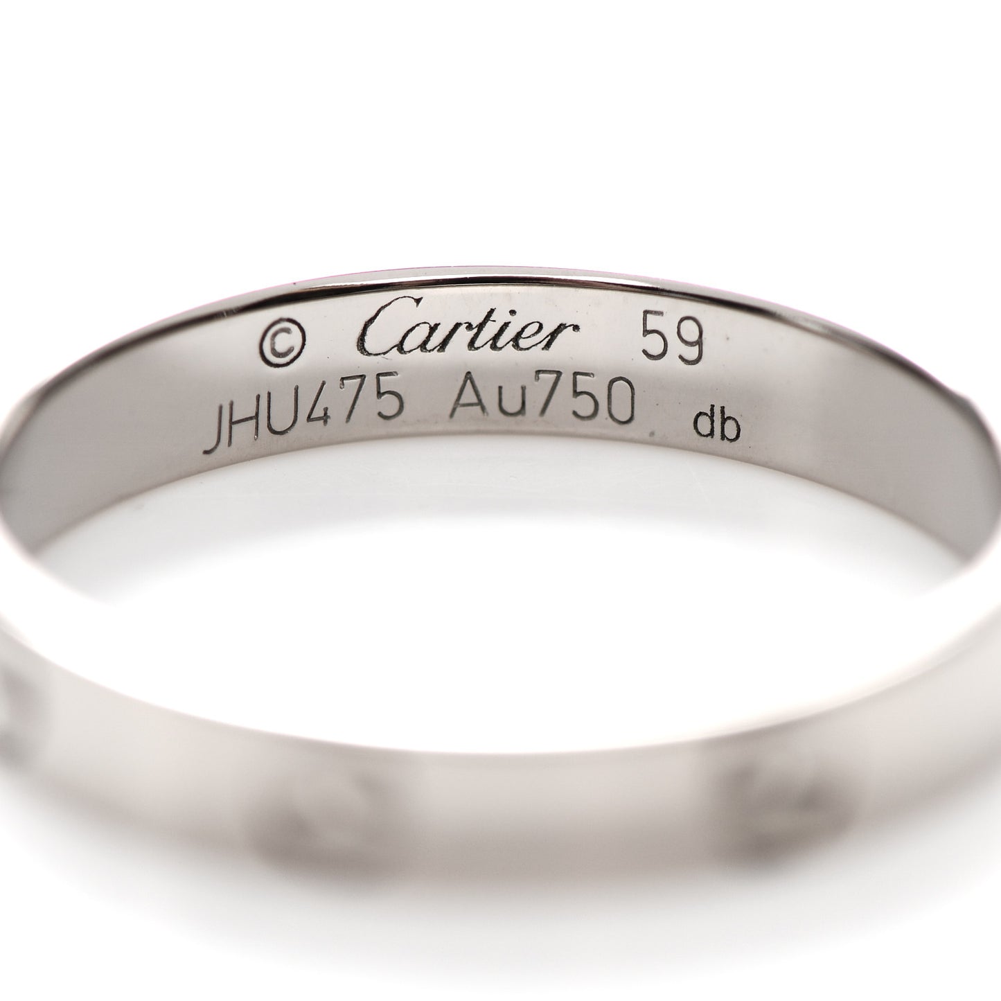 18K White Gold 3.5mm LOVE Wedding Band Ring 59 8.75