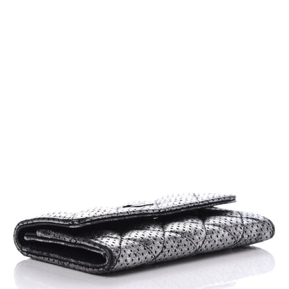 Chanel Metallic Calfskin Perforated Quilted Card Holder Grey 4 of 9