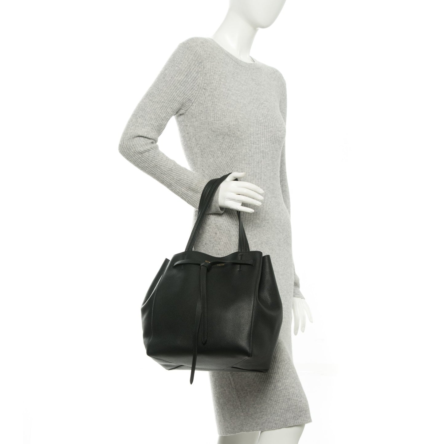 Soft Grained Calfskin Small Belt Cabas Phantom Black