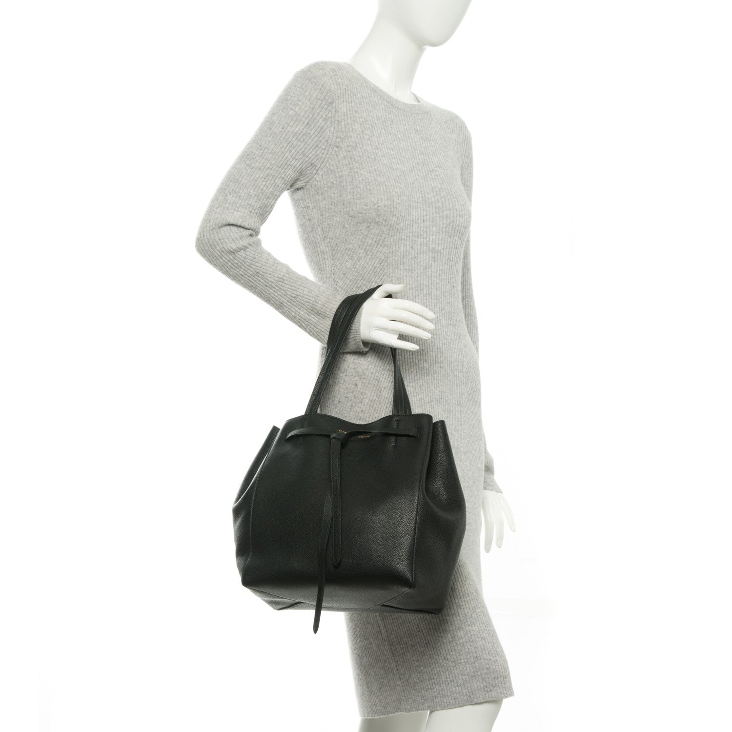 Celine Soft Grained Calfskin Small Belt Cabas Phantom Black 2 of 7