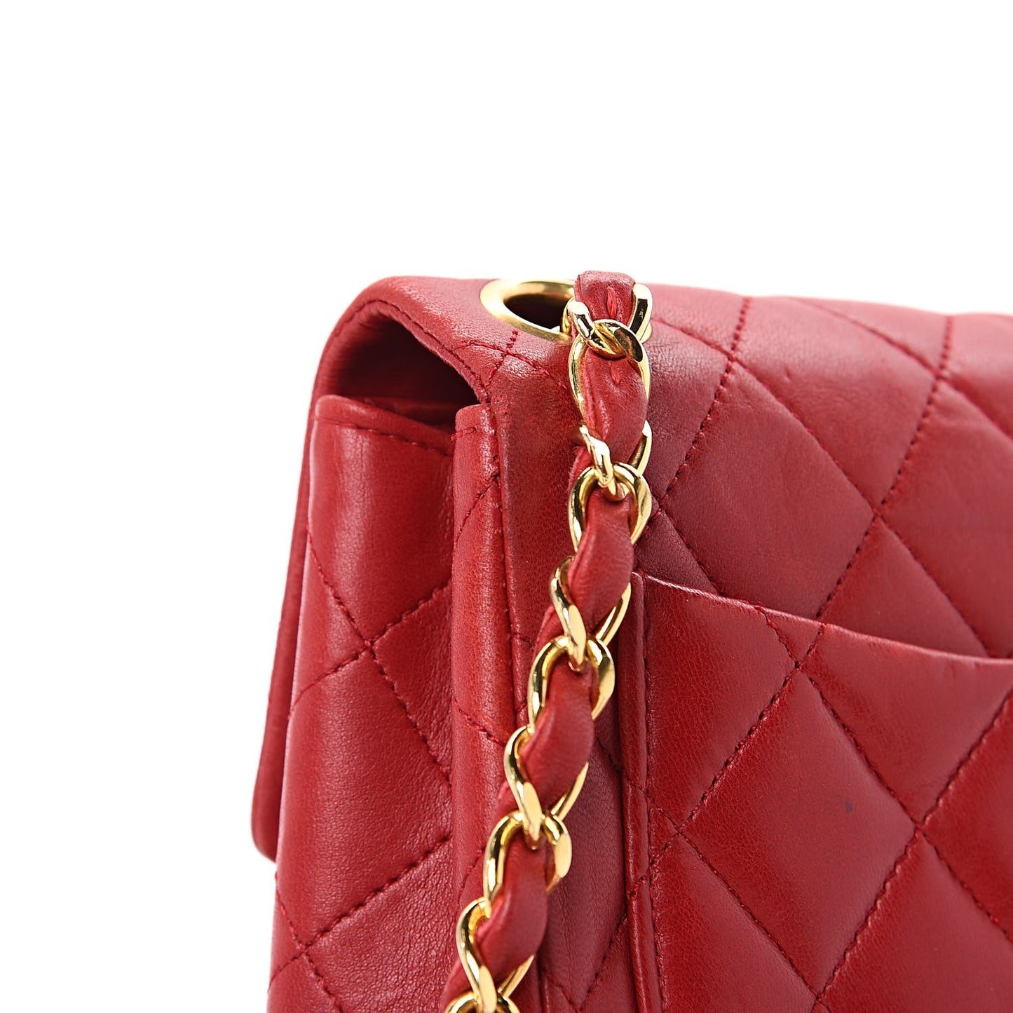 Lambskin Quilted Mini Square Flap Red