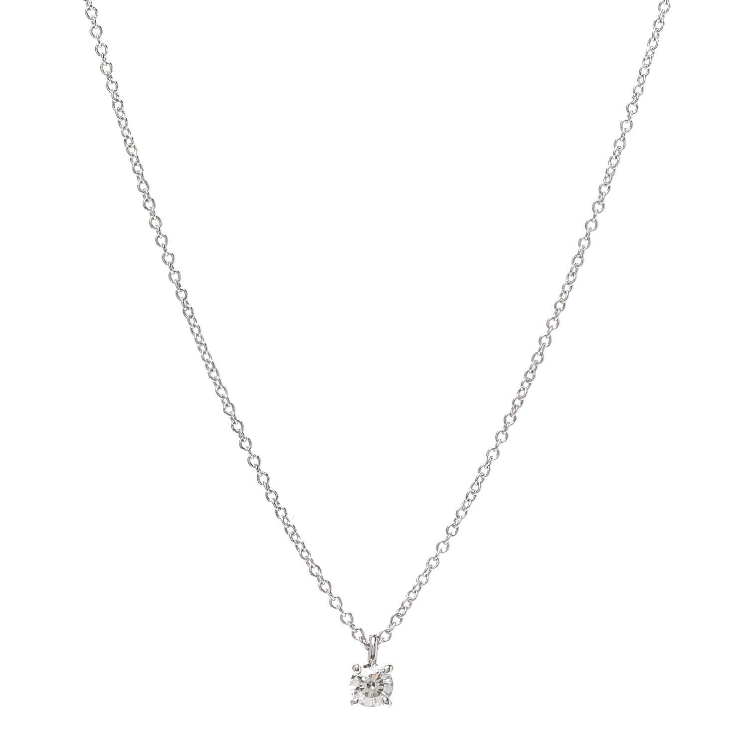 Tiffany Platinum Diamond .17ct Solitaire Pendant Necklace 1 of 6