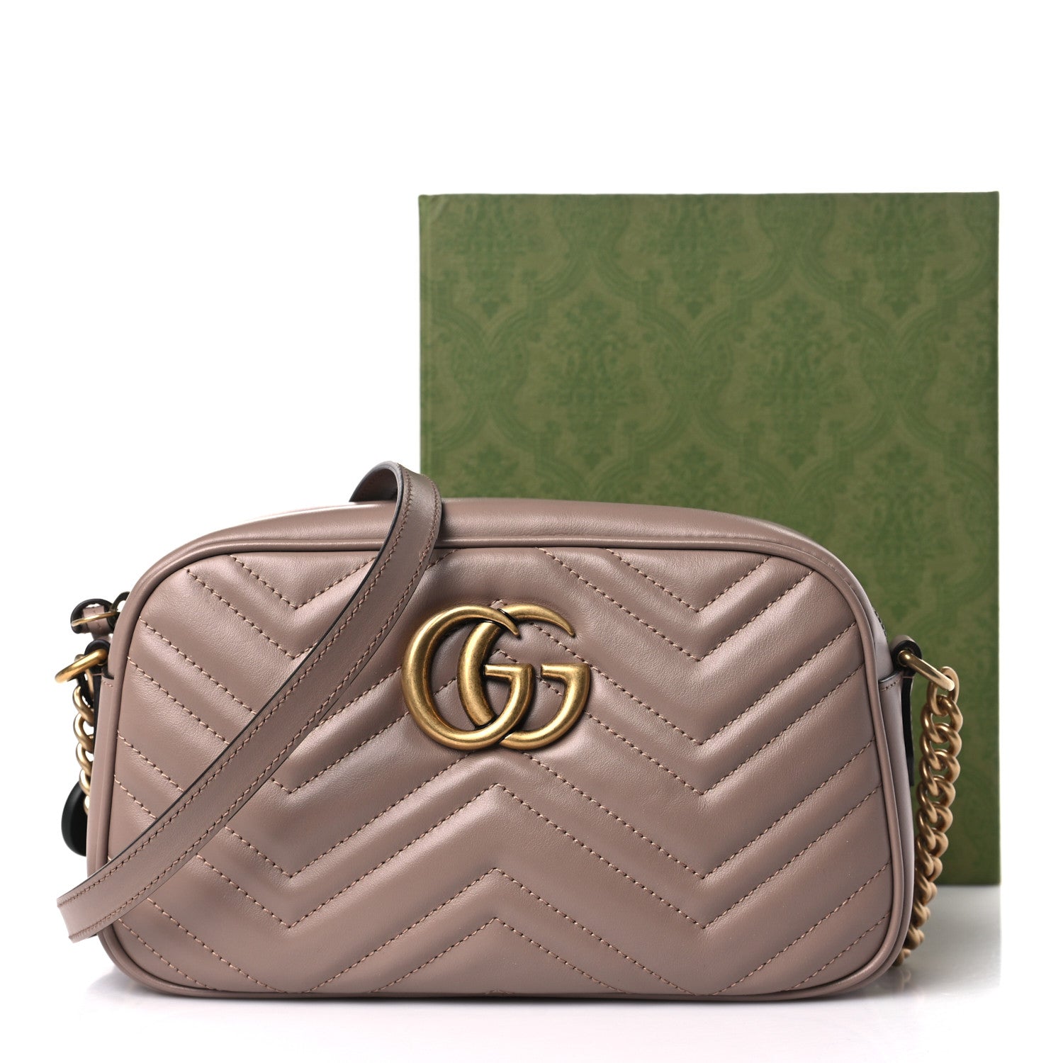 Gucci Calfskin Matelasse Small GG Marmont Chain Shoulder Bag Porcelain Rose 10 of 10