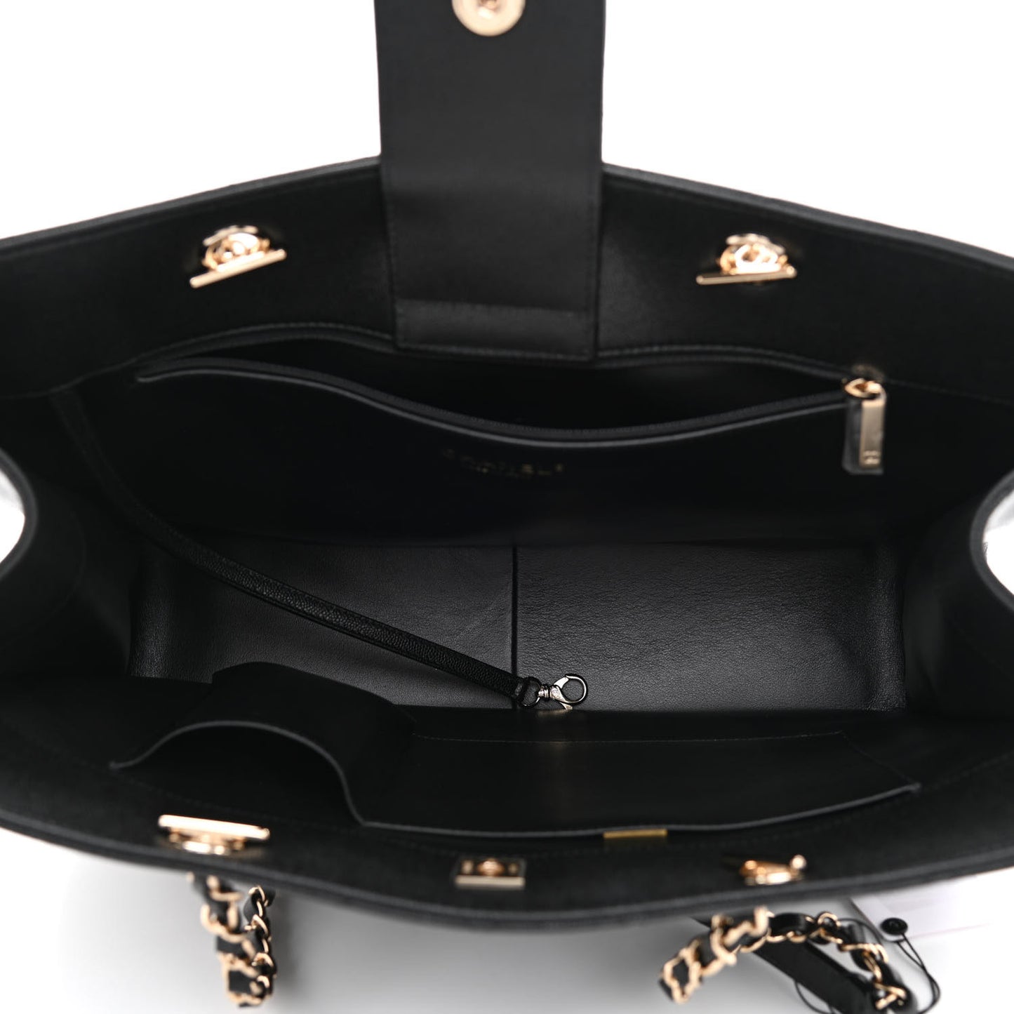 Caviar Quilted Large Shopping Tote Black