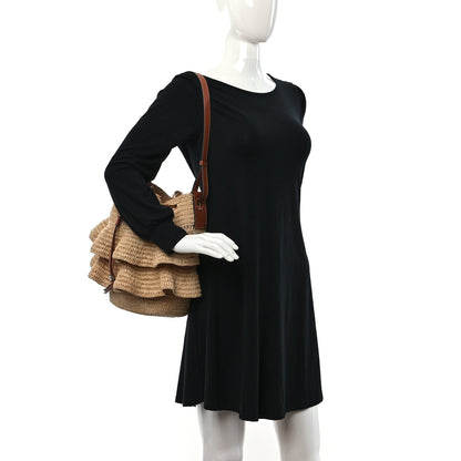 Loewe Raffia Calfskin Balloon Ruffles Bucket Bag Natural Tan 3 of 7