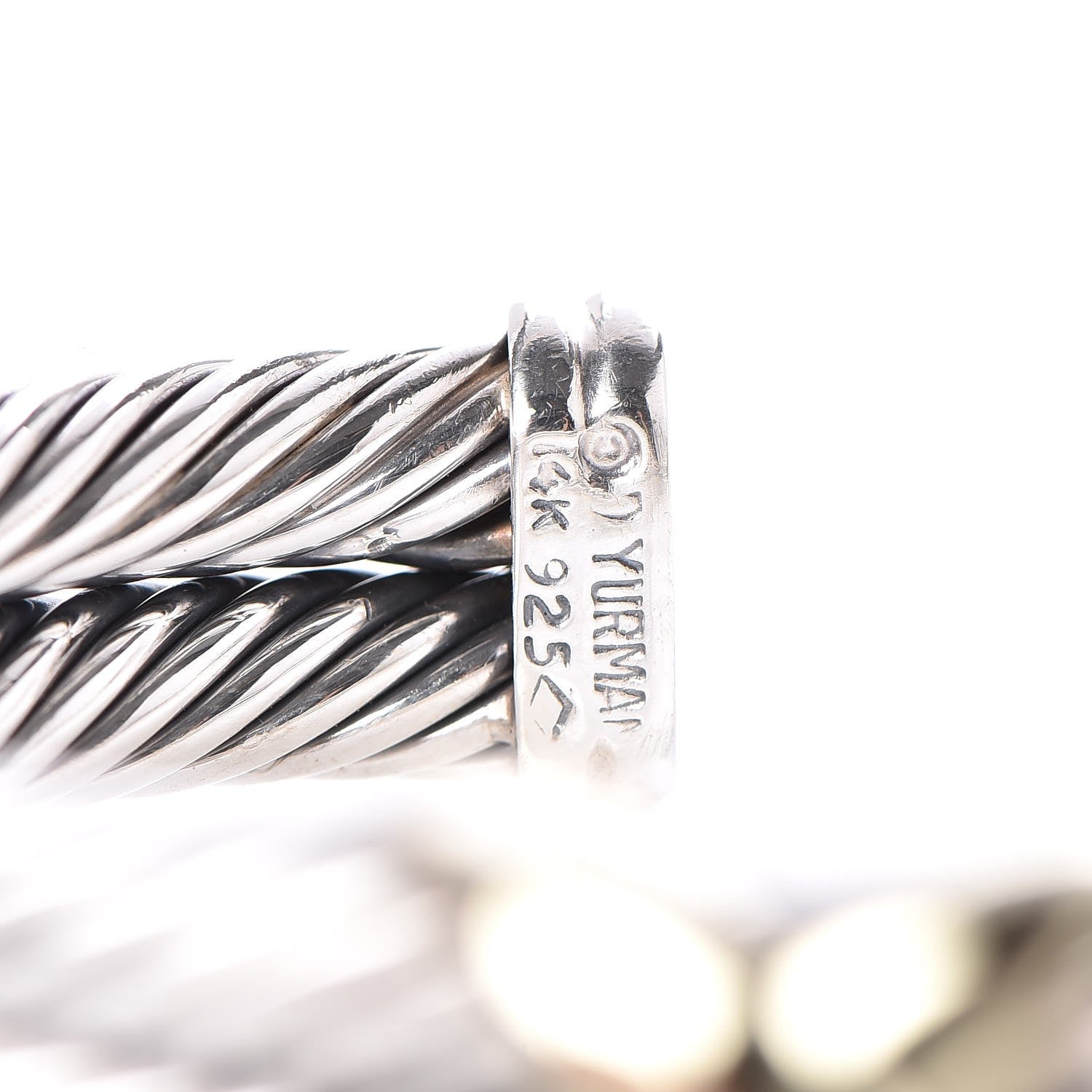 David Yurman Sterling Silver 14K Yellow Gold 10mm X Double Cable Bracelet 4 of 5
