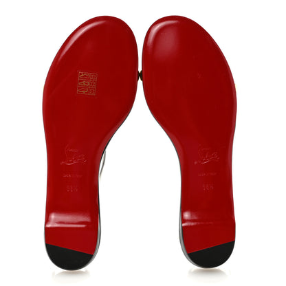 Christian Louboutin Nappa Patent Athinita Flat Sandals 38.5 White Gold Black 6 of 9