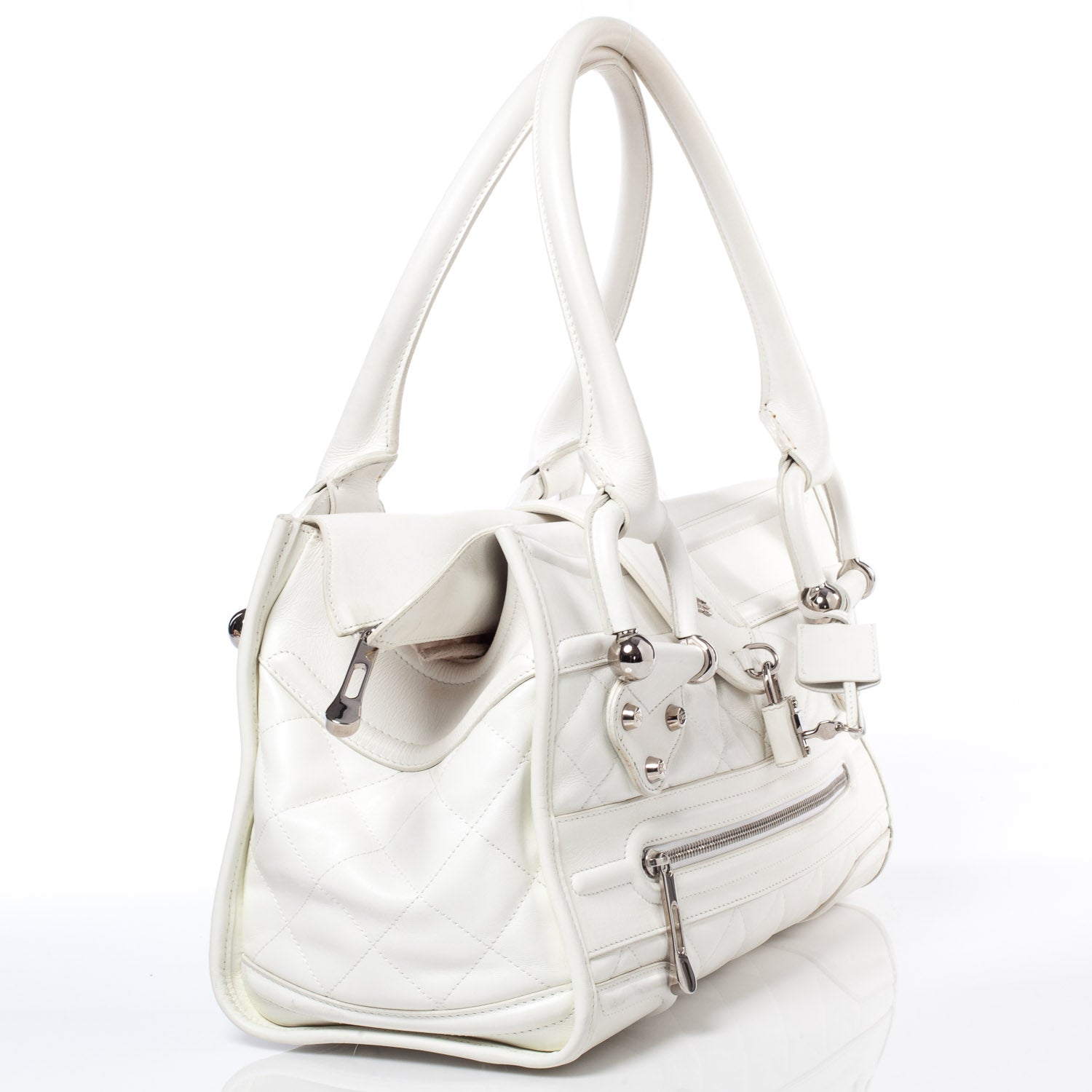 Burberry Leather Quilted Large Manor Tote White 3 of 11