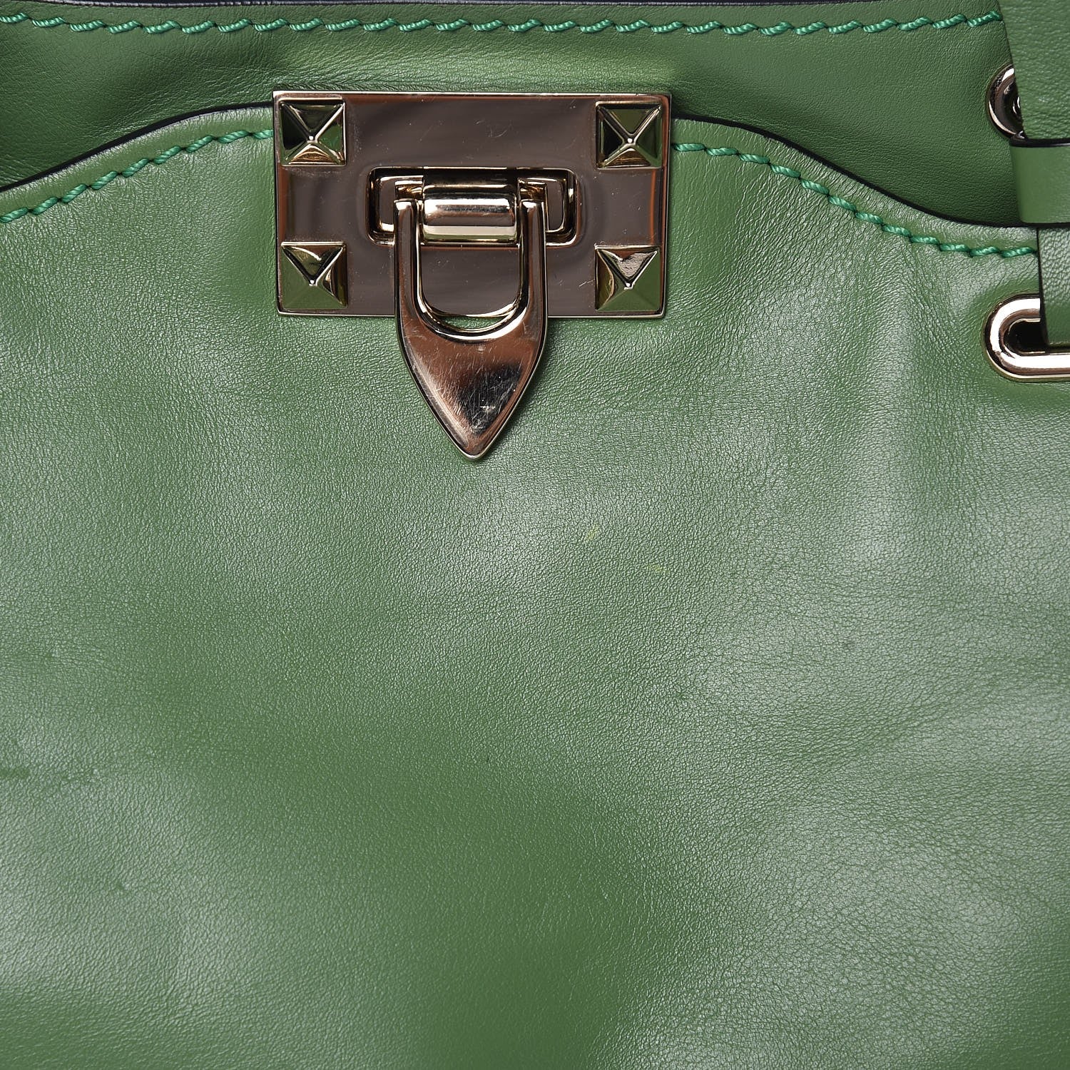 Valentino Garavani Vitello Small Rockstud Tote Jade 8 of 9