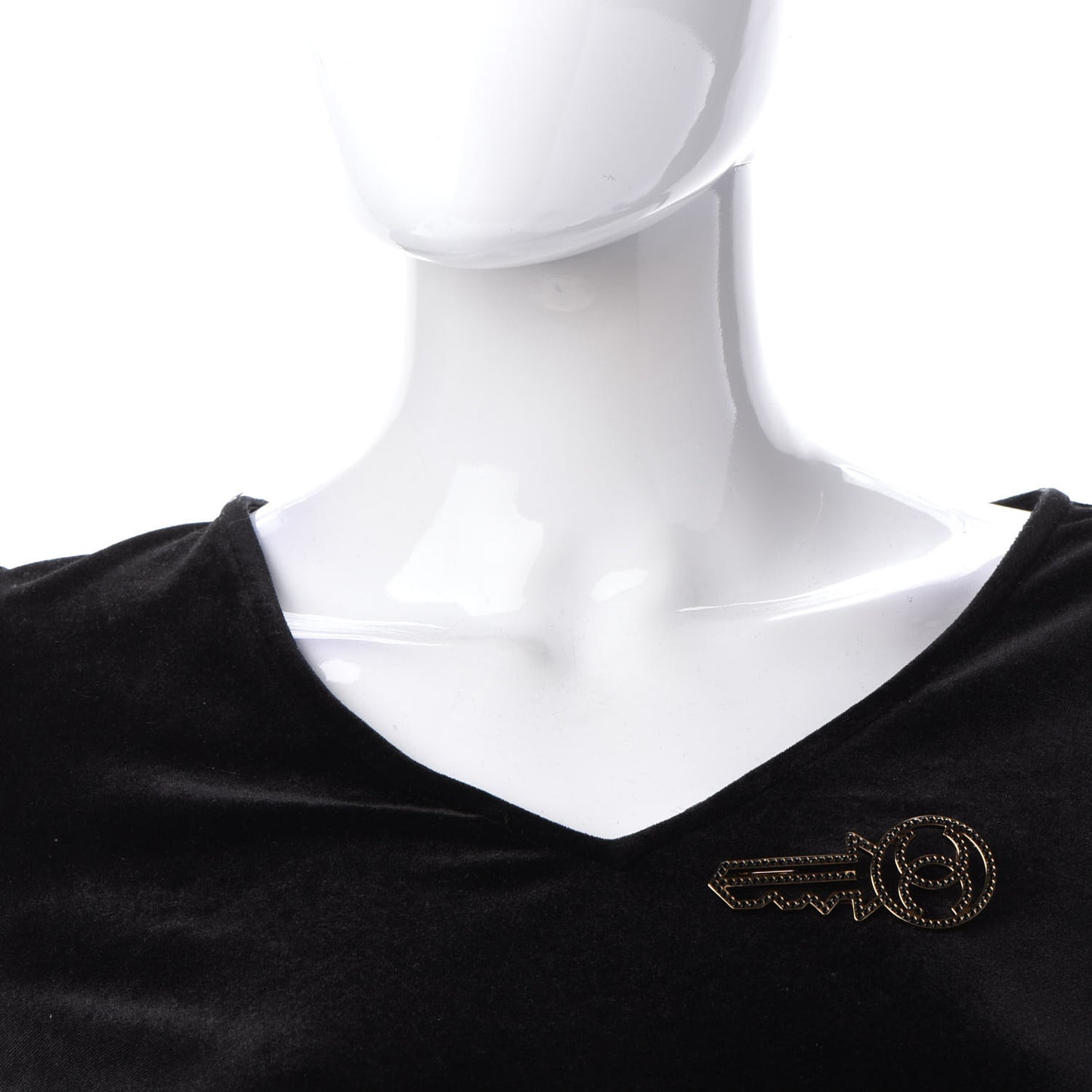 Crystal CC Key Brooch Black Gold