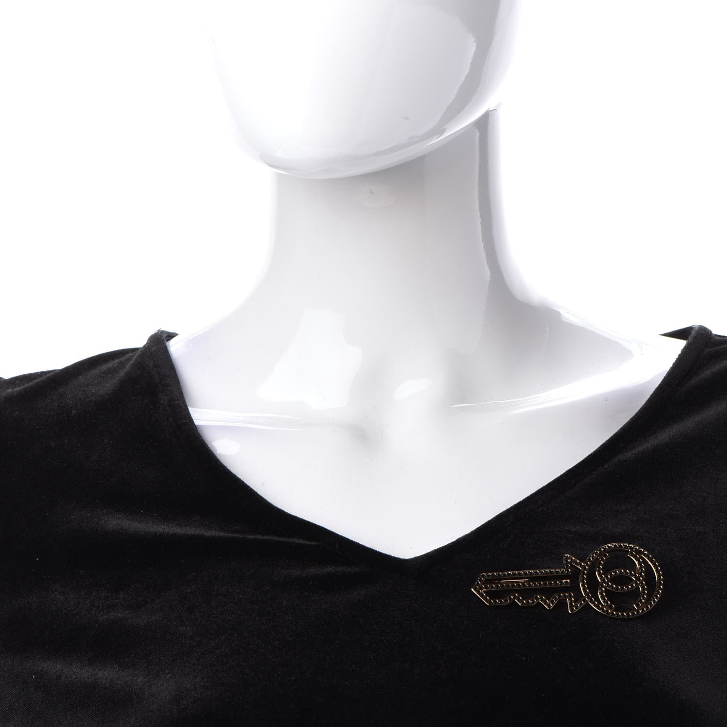 Chanel Crystal CC Key Brooch Black Gold 2 of 5