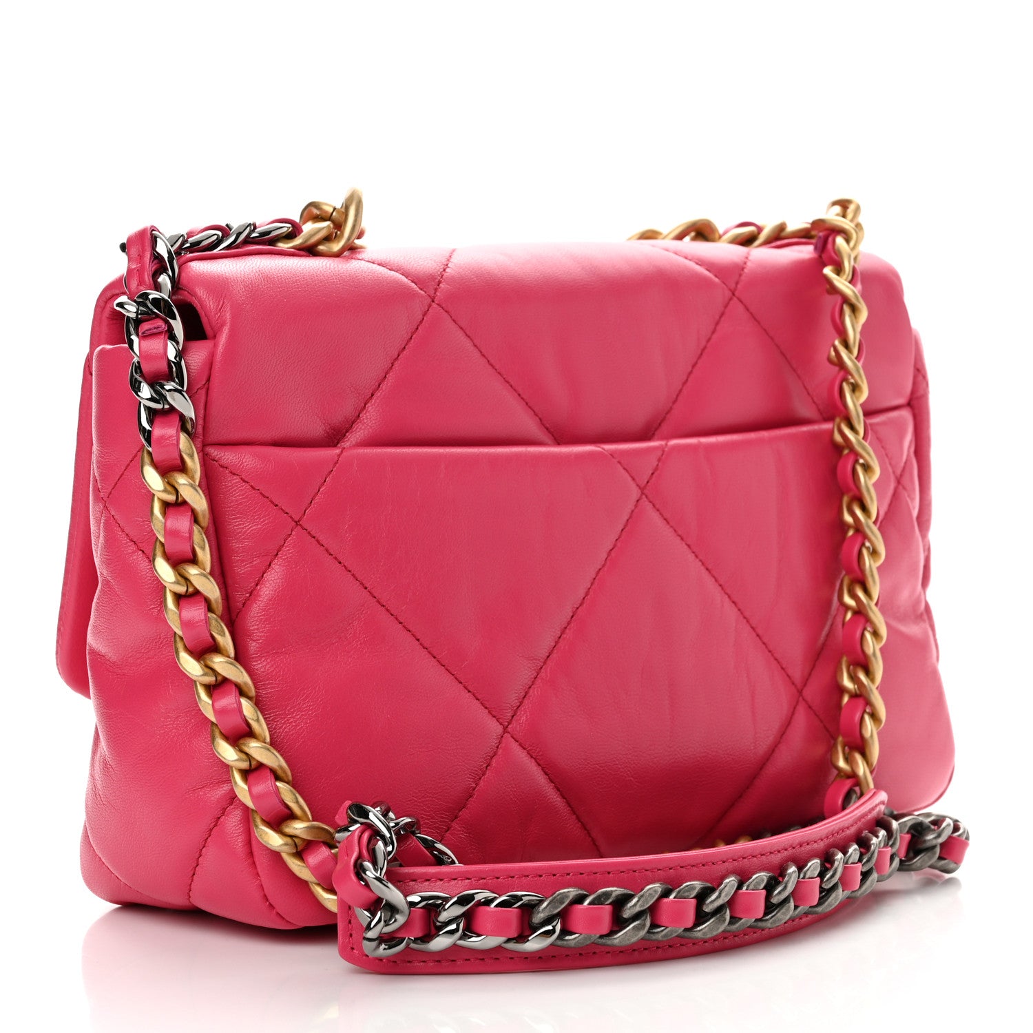Chanel Goatskin Quilted Medium Chanel 19 Flap Dark Pink 3 of 11