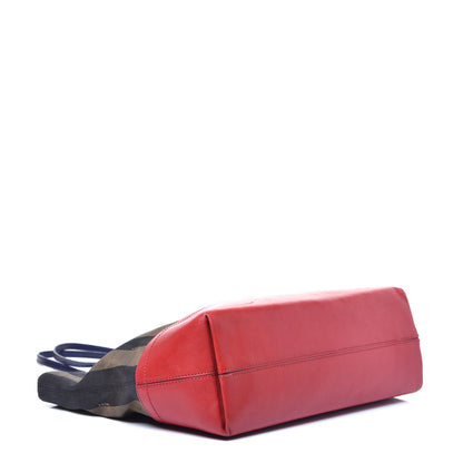 Fendi Pequin Cuoio Vegetale Medium Roll Tote Tobacco Rosso Blue Mirto Miele 4 of 11