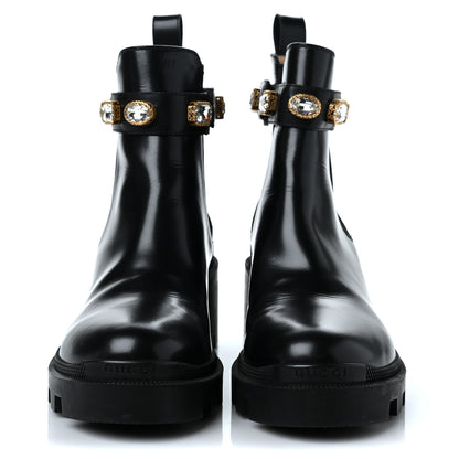 Gucci Calfskin Crystal GG Trip Chelsea Ankle Boots 38.5 Black 4 of 8