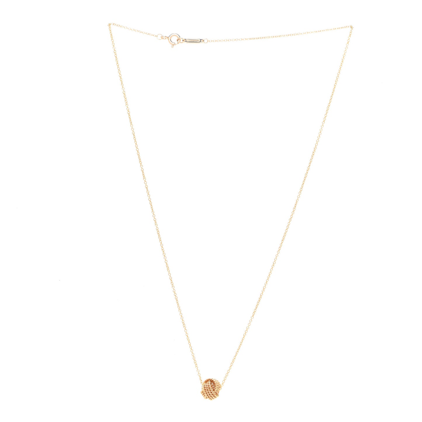 18K Yellow Gold Twist Knot Pendant Necklace