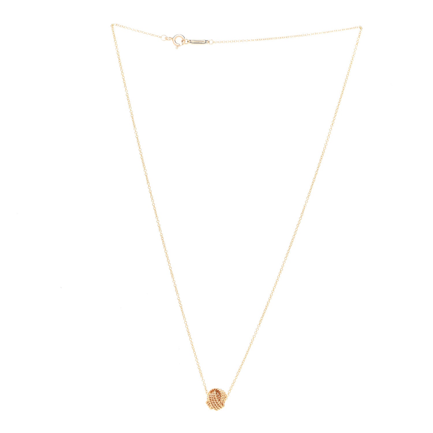 Tiffany 18K Yellow Gold Twist Knot Pendant Necklace 3 of 5