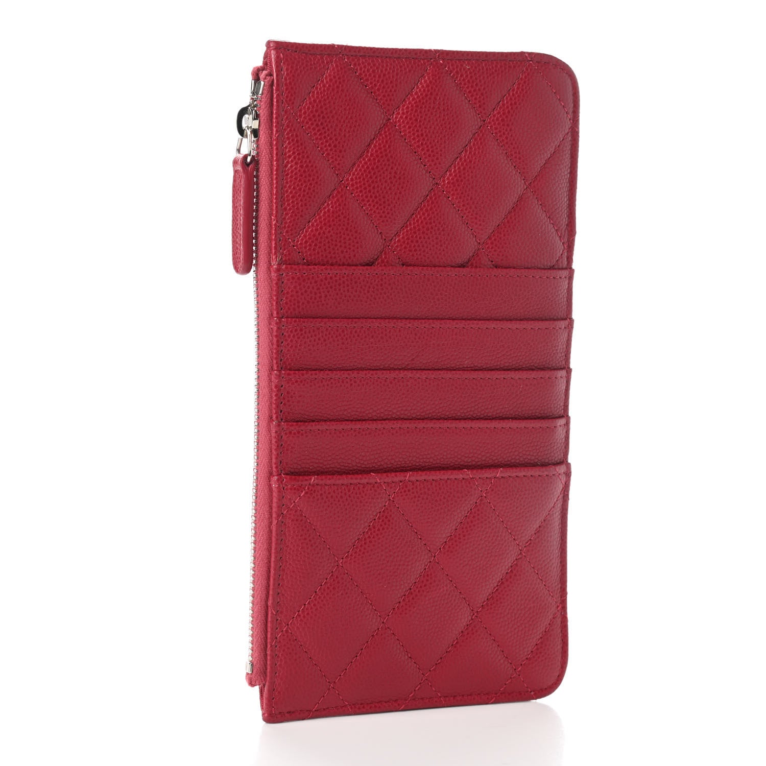 Chanel Caviar Quilted Classic Flat Wallet Pouch Red 3 of 8