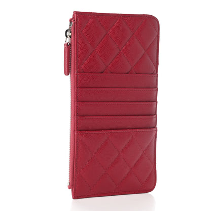 Chanel Caviar Quilted Classic Flat Wallet Pouch Red 3 of 8