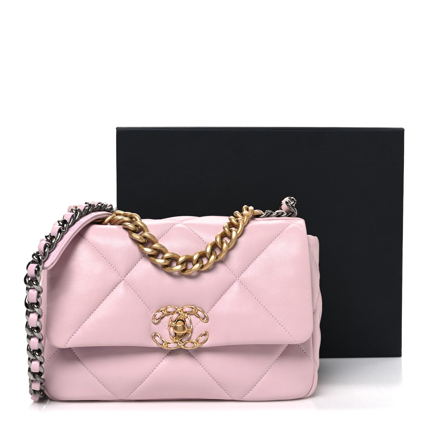 Chanel Lambskin Quilted Medium Chanel 19 Flap Light Pink 11 of 11