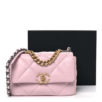 Chanel Lambskin Quilted Medium Chanel 19 Flap Light Pink 11 of 11