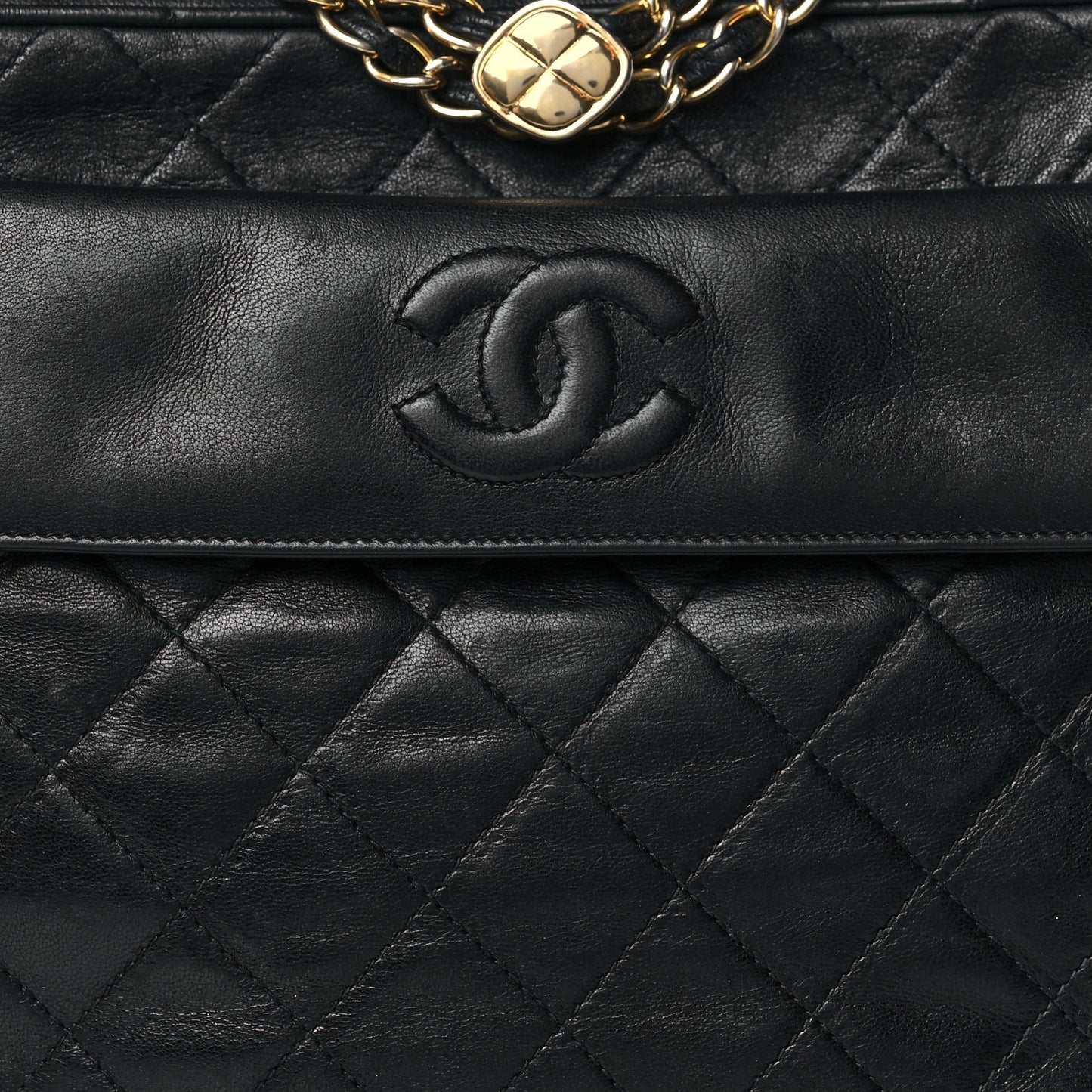 Lambskin Quilted CC Tassel Camera Case Black