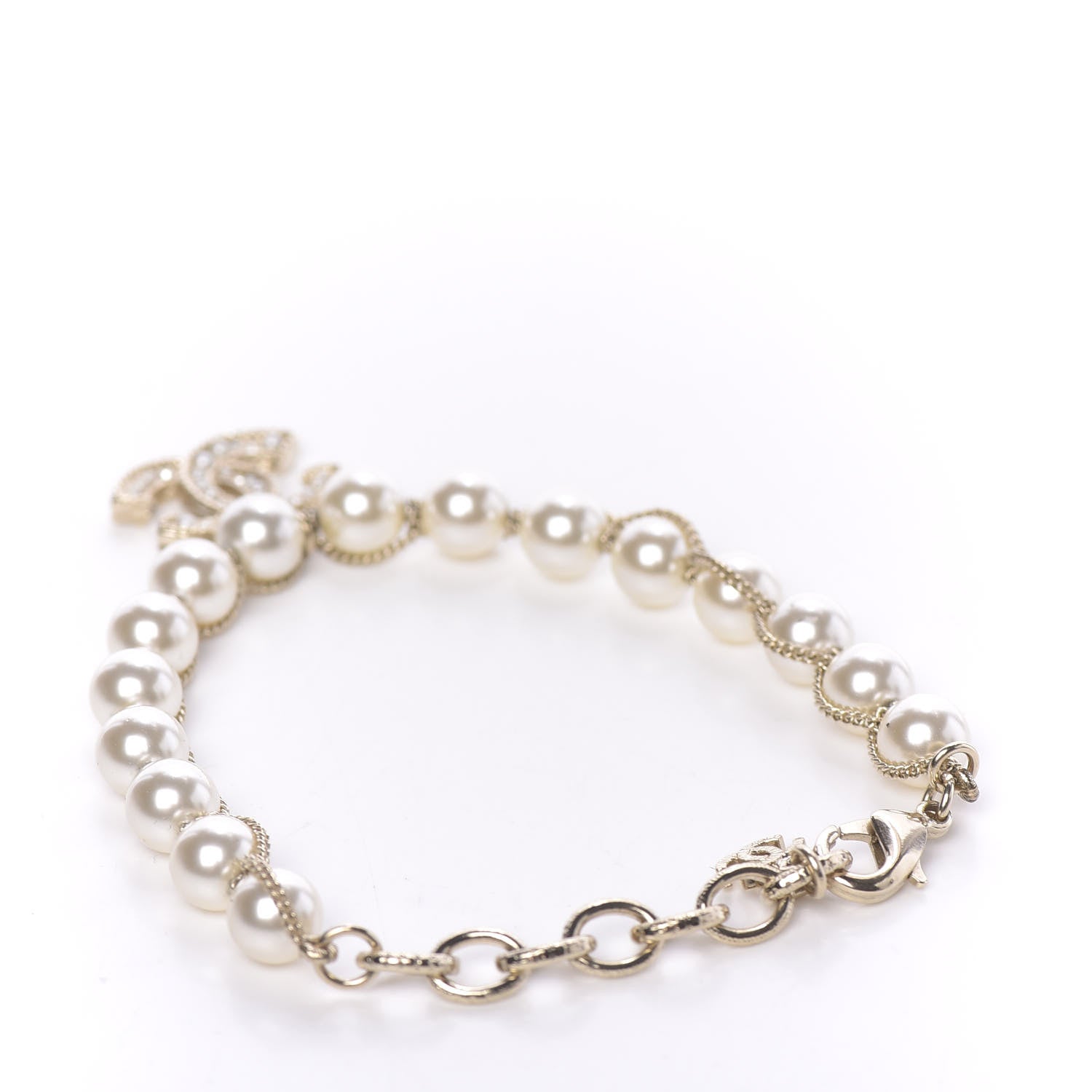 Chanel Pearl Crystal CC Bracelet Gold 3 of 5