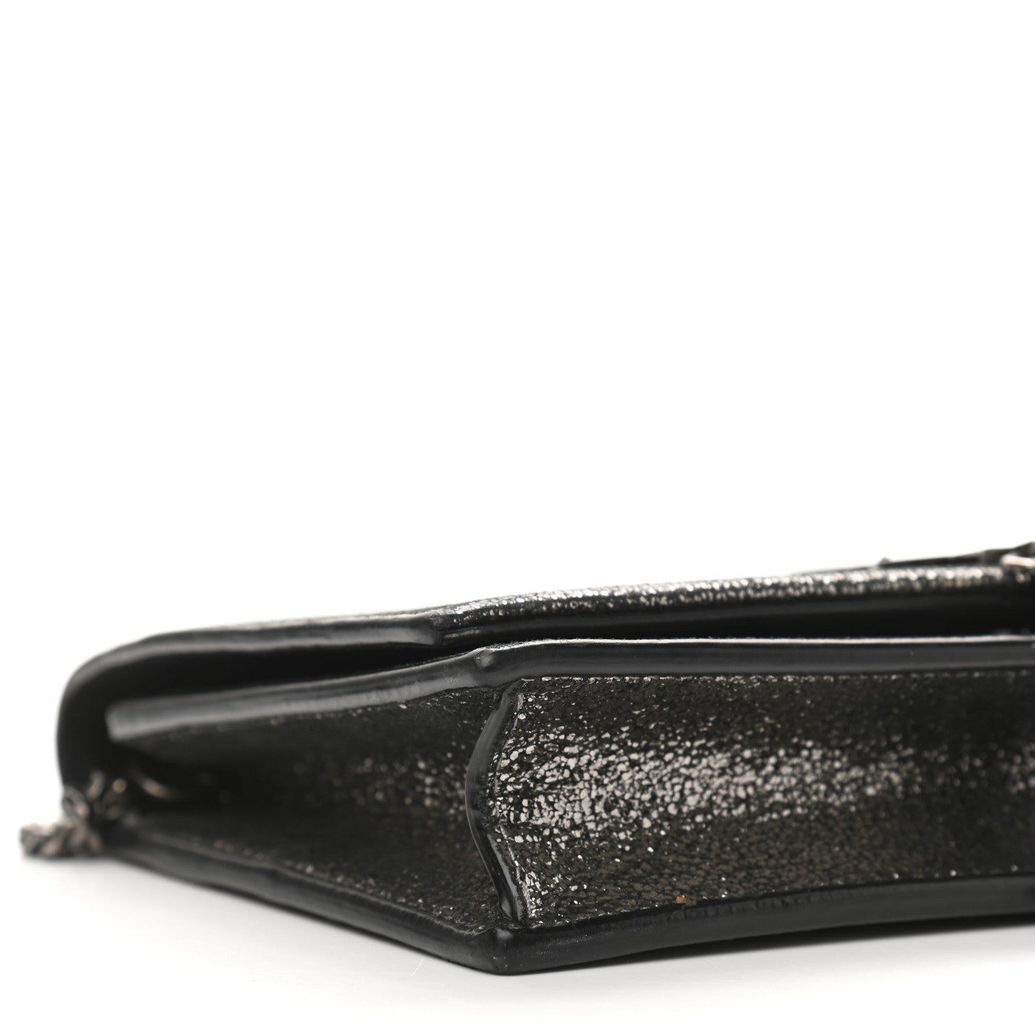 Saint Laurent Metallic Calfskin Classic Monogram Kate Tassel Chain Wallet Gun Metal 10 of 12