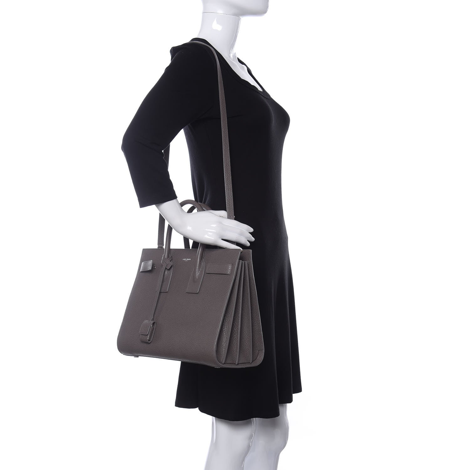 Saint Laurent Grained Calfskin Small Sac De Jour Fog 2 of 9