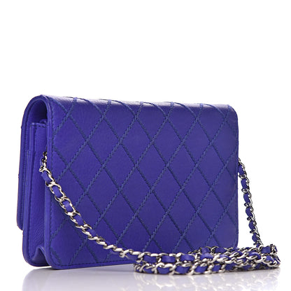 Chanel Calfskin Quilted Fancy CC Wallet On Chain WOC Blue 3 of 14