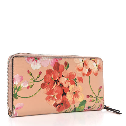 Gucci Shangai Calfskin Blooms Print Zip Around Wallet Pink Apricot Multicolor 3 of 10