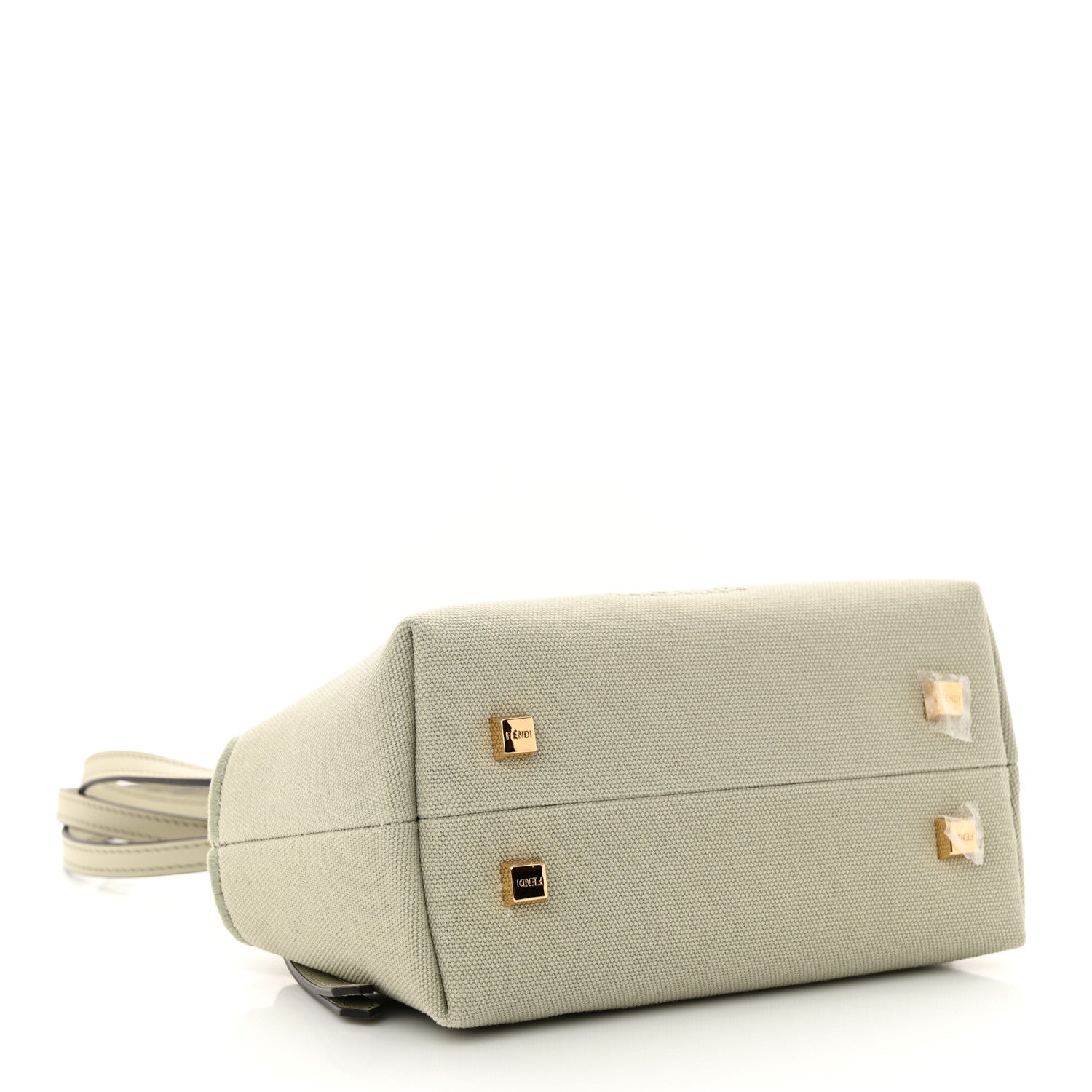 Fendi Canvas Vitello King Plexiglass Logo Embroidered Mini By The Way Top Handle Boston Bag Green Tea 4 of 10