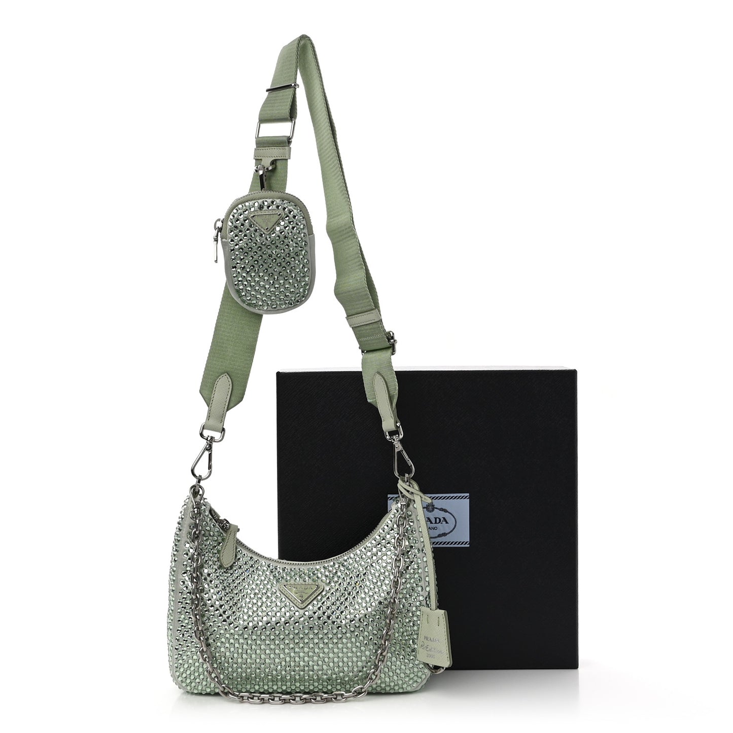 Satin Crystal Re-Edition 2005 Shoulder Bag Acqua